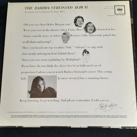Barbra Streisand- The Barbra Streisand Album, 1963 - Picture 2 of 7